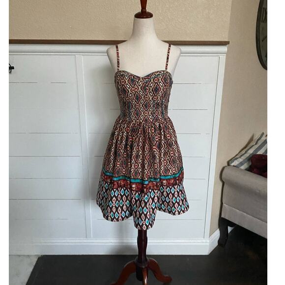 American Rag Corset Style Aztec Print Sun Dress - S - Picture 4 of 11
